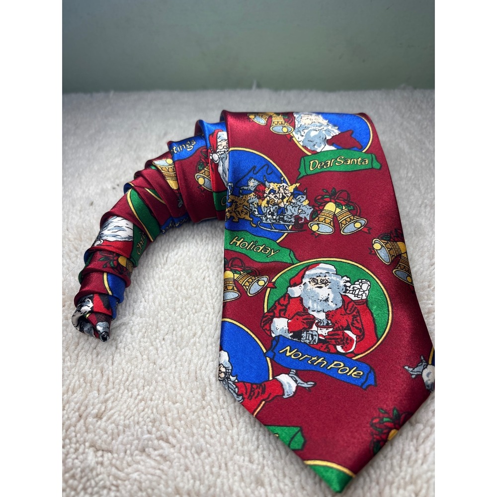 VTG Roberto Cellini Imported Christmas Holiday Necktie Dear Santa North‎ Pole